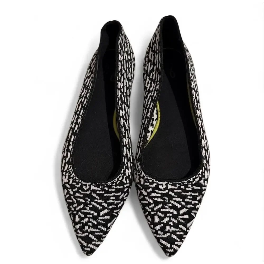 Mix No. 6 Black and White Geometric Knit  Patterned Ballet Flats Sz 9.5 Preppy